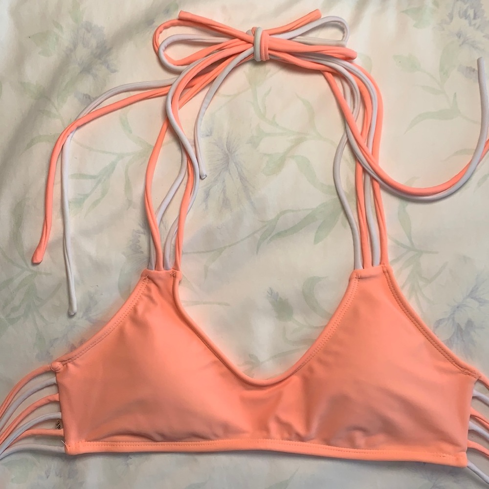 Forever 21 Size S VERY strappy swim top in salmon